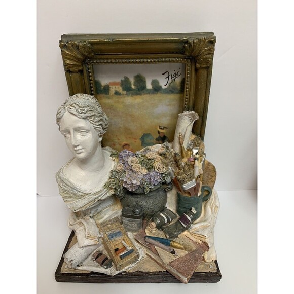 Figi Picture Frame Book Ends Roman Busts Artist Oil Paints & Brushes Vintage - Picture 3 of 10